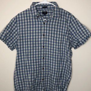 J. Crew Men's Short Sleeve Blue Plaid Shirt